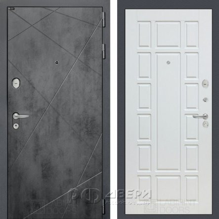 Входная металлическая дверь Loft 12 (бетон темный/белое дерево)