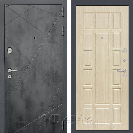 Входная металлическая дверь Loft 12 (бетон темный/беленый дуб)