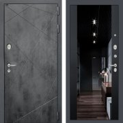 Входная металлическая дверь Loft (бетон темный/зеркало черный кварц)