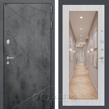 Входная металлическая дверь Loft 18 (бетон темный/зеркало сандал белый)