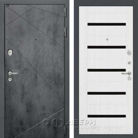 Входная металлическая дверь Loft 01 (бетон темный/белое дерево)