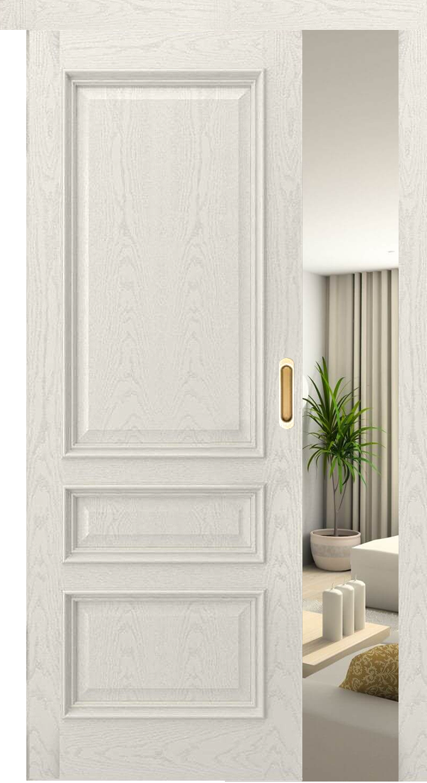 Межкомнатная дверь раздвижная Ульяновская Гера-2 ДГ (Дуб RAL 9010 ...