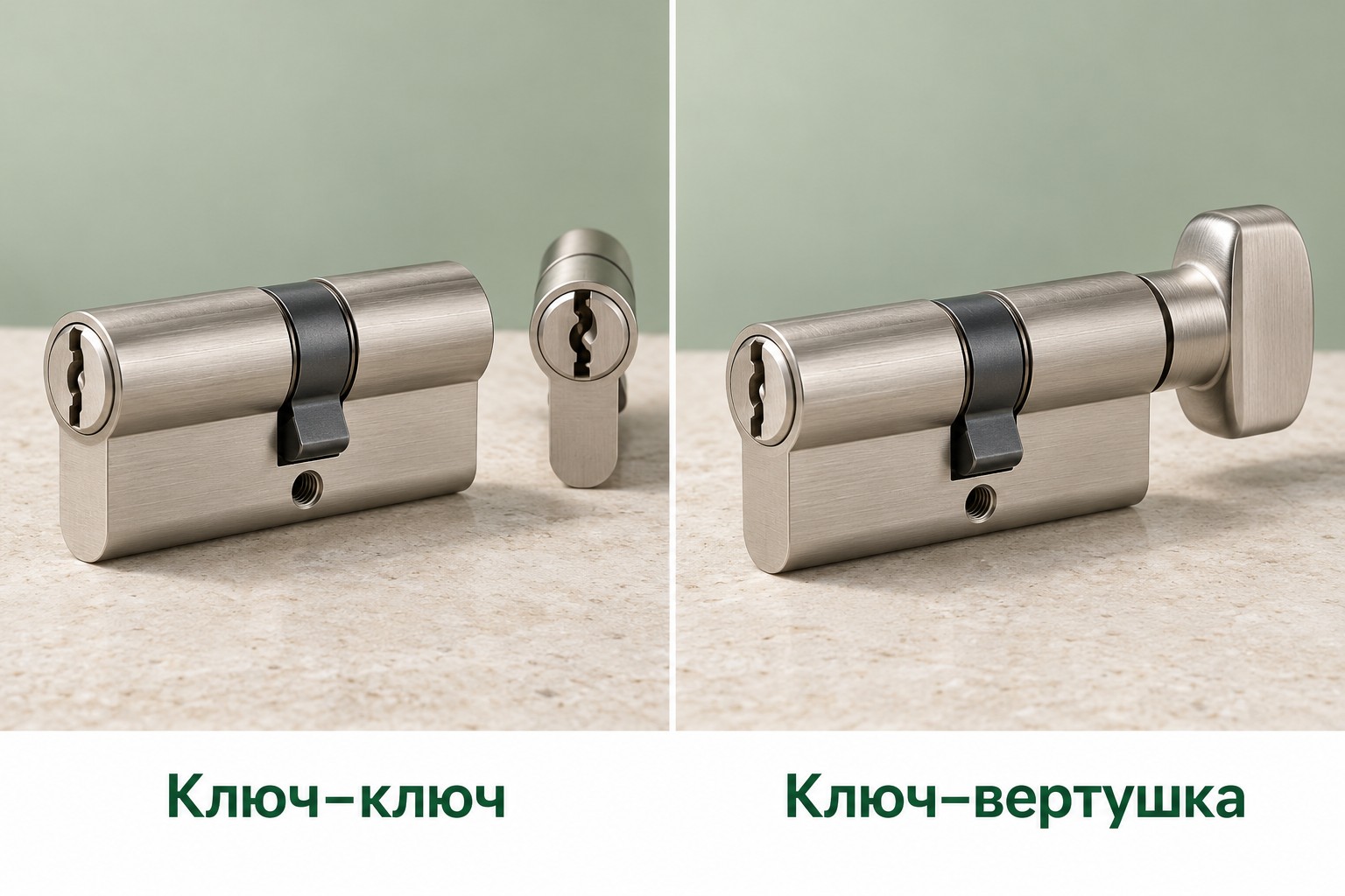Цилиндры с управлением ключ&ndash;ключ и ключ&ndash;вертушка