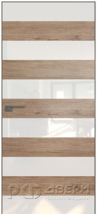 Скрытая дверь шпонированная Invisible Reverse ПО кромка AL-Матовая (Салинас светлый/Стекло белое Лакобель)