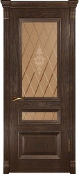 Межкомнатная дверь Фараон-2 остекленная (Дуб Мореный)
