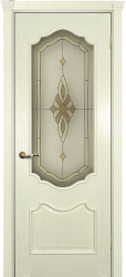 Межкомнатная дверь Фрейм 01 ПО (Ясень Бисквит/Витраж Афродита)