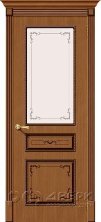 Межкомнатная шпонированная дверь Классика ПО (Орех/Художественное Стекло)