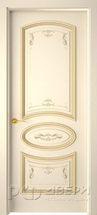 Межкомнатная дверь Багет-3 ПГ (Слоновая Кость/Патина Золото)