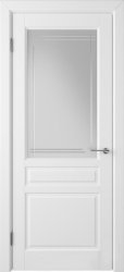 Межкомнатная дверь Стокгольм ПО (Белая эмаль/Гравировка с линией)
