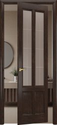 Рото дверь Титан 3 Остекленная (Дуб Мореный)