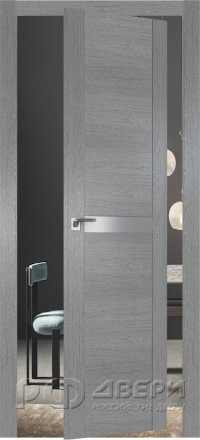 Рото дверь модель 2.01XN ПО (Грувд Серый/Матовое серебро)