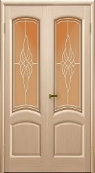 Межкомнатная распашная дверь Лаура ПО (Беленый Дуб)