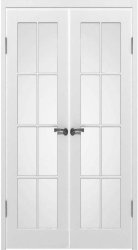 Двухстворчатая межкомнатная дверь Порта ПОО (Эмаль белая/Белый сатинат)