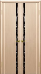 Межкомнатная распашная дверь Трава 1 ПО (Беленый Дуб)