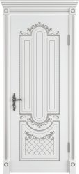 Межкомнатная дверь Александрия ПГ (Эмаль белая/Патина серебро)