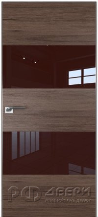 Скрытая дверь шпонированная Invisible ПО кромка AL-Матовая (Салинас темный/Стекло коричневое Лакобель)