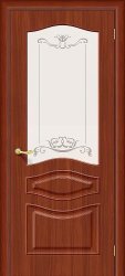 Межкомнатная дверь ПВХ покрытие Модена Остекленная (Итальянский Орех) 