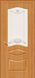 Межкомнатная дверь ПВХ покрытие Модена Остекленная (Миланский Орех) 