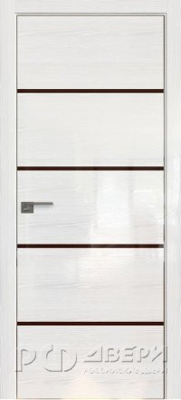Межкомнатная дверь 20STK (Pine White glossy/Коричневый лак/Матовая кромка)