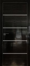 Межкомнатная дверь 20STK (Pine Black glossy/Серебряный лак/Матовая кромка)