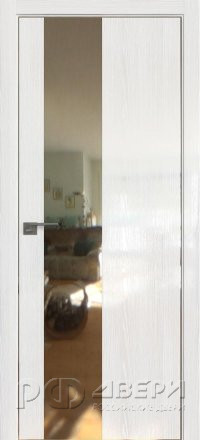 Межкомнатная дверь 5STK (Pine White glossy/Зеркало/Матовая кромка)