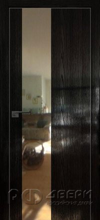 Межкомнатная дверь 5STK (Pine Black glossy/Зеркало/Матовая кромка)
