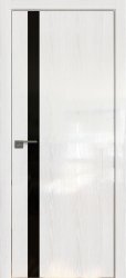 Межкомнатная дверь 6STK (Pine White glossy/Черный лак/Матовая кромка)