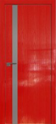 Межкомнатная дверь 6STK (Pine Red glossy/Серебряный лак/Матовая кромка)