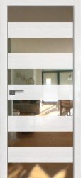 Межкомнатная дверь 8STK (Pine White glossy/Зеркало/Матовая кромка)