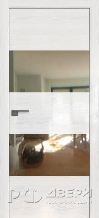Межкомнатная дверь 10STK (Pine White glossy/Зеркало/Матовая кромка)