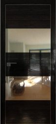 Межкомнатная дверь 10STK (Pine Black glossy/Зеркало/Матовая кромка)
