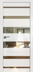 Межкомнатная дверь 18STK (Pine White glossy/Зеркало/Матовая кромка)