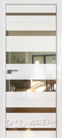 Межкомнатная дверь 18STK (Pine White glossy/Зеркало/Матовая кромка)