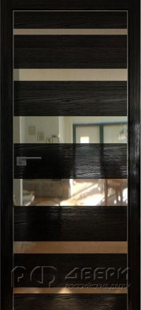 Межкомнатная дверь 18STK (Pine Black glossy/Зеркало/Матовая кромка)