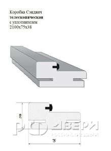 Коробка телескопическая сендвич с уплотнит 2100x75x38