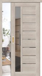 Межкомнатная дверь купе Порта 27 (Cappuccino Veralinga/Mirox Grey)