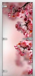 Стеклянная межкомнатная дверь Flowers-16 ПО (Фотопечать)