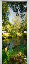Стеклянная межкомнатная дверь Forest-12 ПО (Фотопечать)