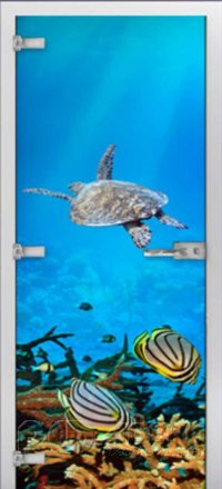 Стеклянная межкомнатная дверь Underwater World-02 ПО (Фотопечать)