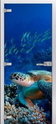 Стеклянная межкомнатная дверь Underwater World-03 ПО (Фотопечать)