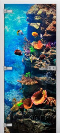 Стеклянная межкомнатная дверь Underwater World-15 ПО (Фотопечать)