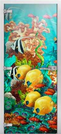 Стеклянная межкомнатная дверь Underwater World-17 ПО (Фотопечать)