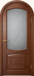 Арочная дверь из массива бука Блик ПО-4 Сатинат (Орех)