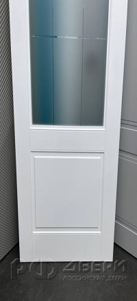 Межкомнатная дверь Скай-2 ПО (Эмаль белая/Стекло матовое Решётка)