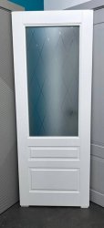 Межкомнатная дверь Скай-3 ПО (Эмаль белая/Стекло матовое Ромб)