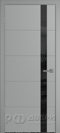 Межкомнатная дверь Скай-5 ПО (Серая эмаль/Черный лакобель)