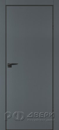 Межкомнатная дверь П-1 кромка АБС черная c 4-х ст. ПГ (Графит матовый)