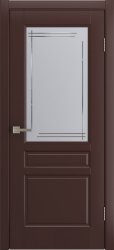 Межкомнатная дверь Белли ПО (Эмаль шоколад/Стекло матовое)