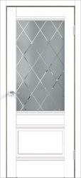 Межкомнатная дверь Alto 2V ПО (Белый/Стекло светлое Ромб)