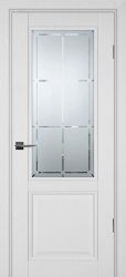 Межкомнатная дверь PSU-37 ПО (Белое дерево/Сатинат с гравировкой)